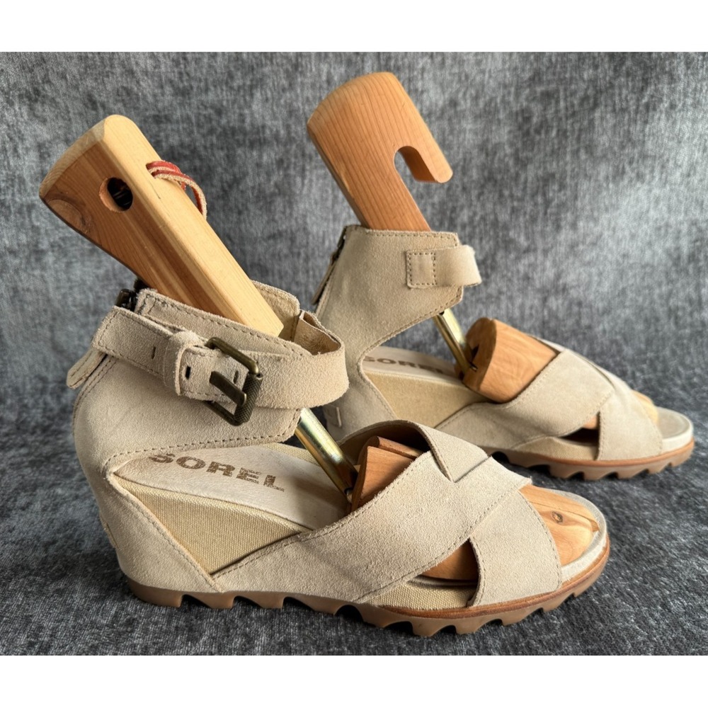 Sorel Womens Sz 10 Joanie II Tan Ankle Strap Wedge Sandal nl2833-241 - Picture 5 of 8